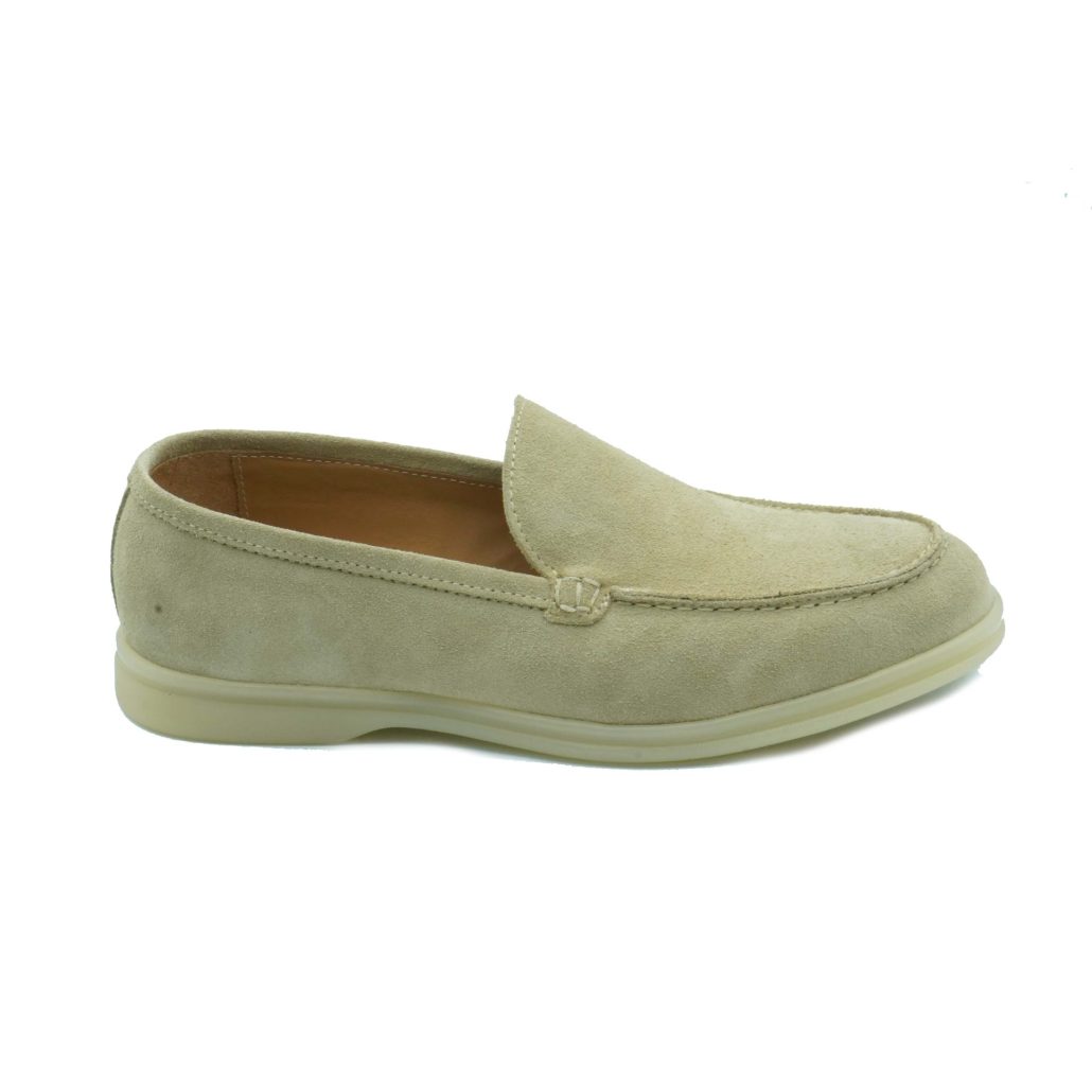 Lea Gu mocassino in camoscio, fondo gomma 20mm Nuova