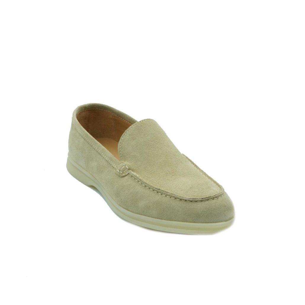 Lea Gu mocassino in camoscio, fondo gomma 20mm Nuova