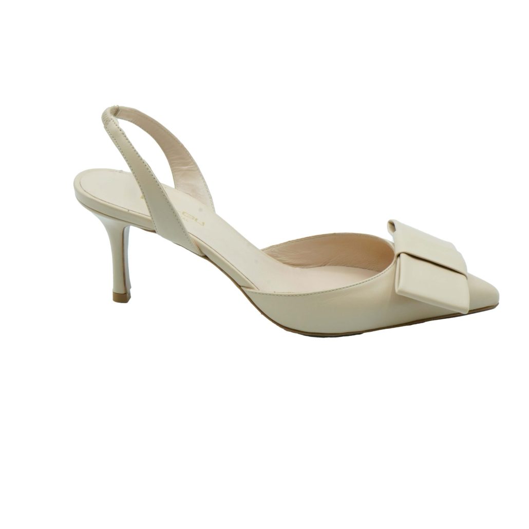 Lea Gu slingback in nappa, fiocco frontale, tacco 65mm Moda