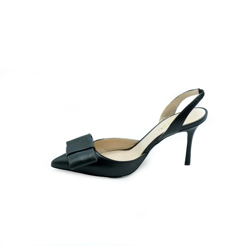 Lea Gu slingback in nappa, fiocco frontale, tacco 85mm Italy