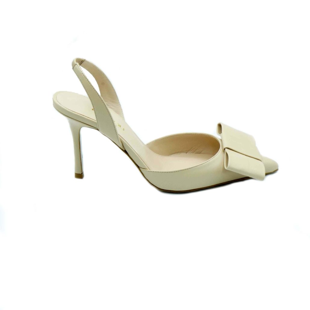 Lea Gu slingback in nappa, fiocco frontale, tacco 85mm Italy