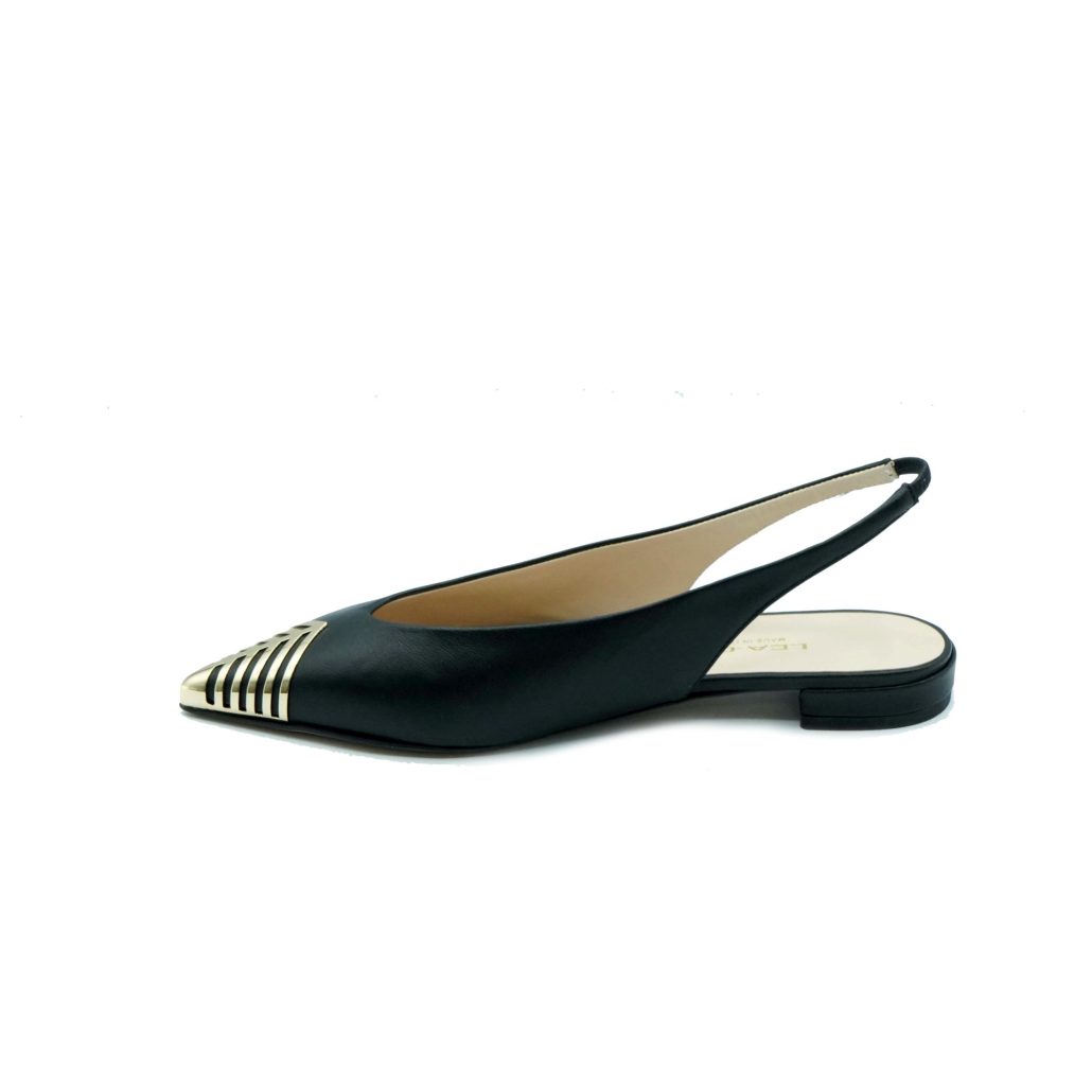 Lea Gu slingback in nappa, punta metallica, tacco 10mm Italia