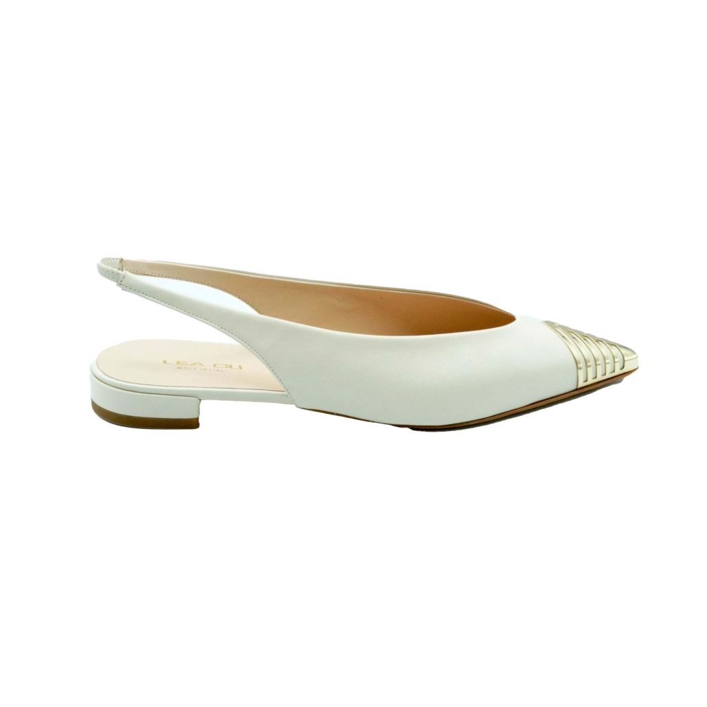 Lea Gu slingback in nappa, punta metallica, tacco 10mm Italia