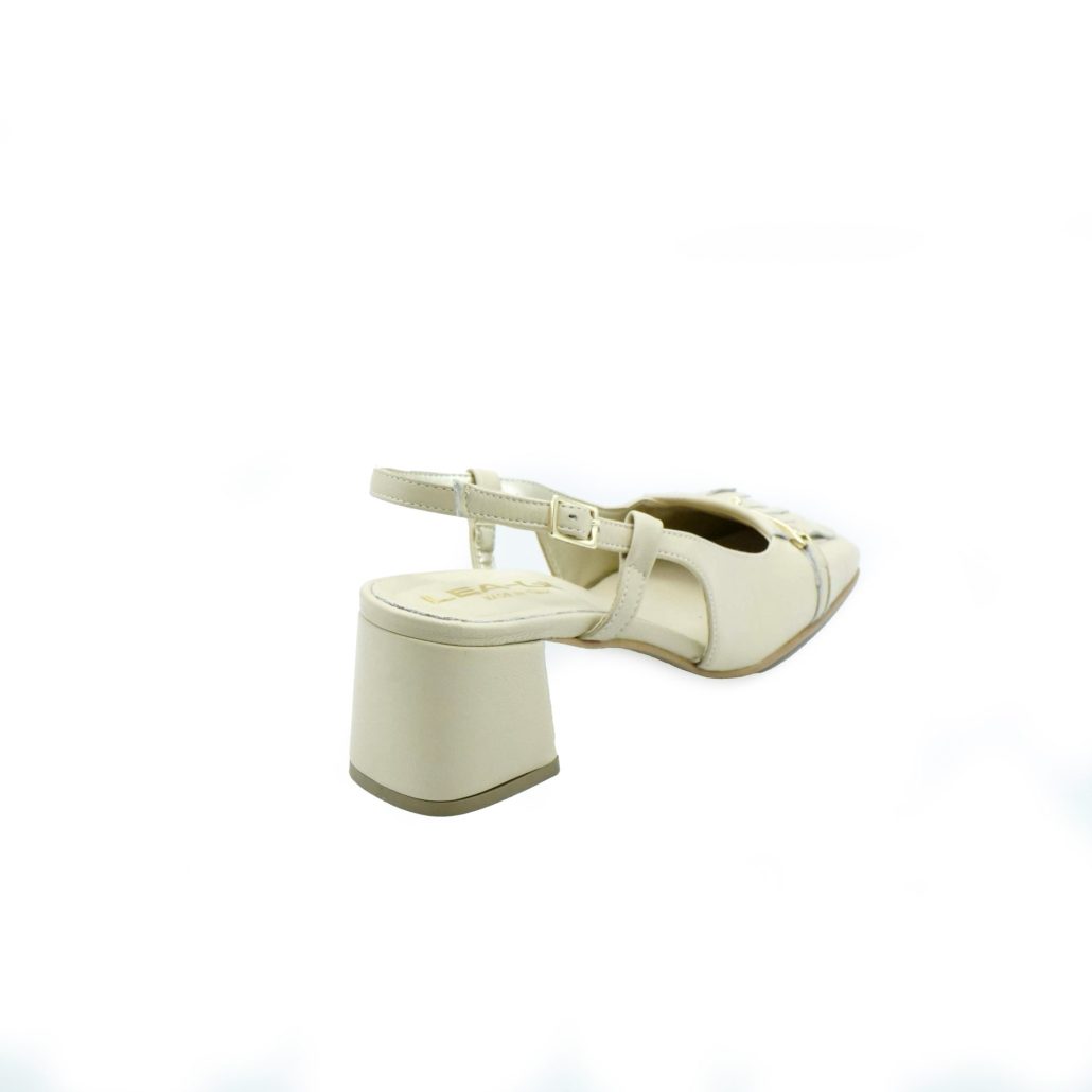Lea Gu slingback in nappa, punta quadrata, accessorio e frange frontali, tacco 50mm 2025