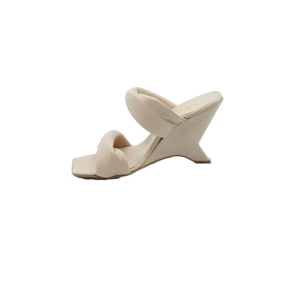 Lea Gu sandalo in nappa, doppia fascia frontale, tacco 85mm Consegna Veloce