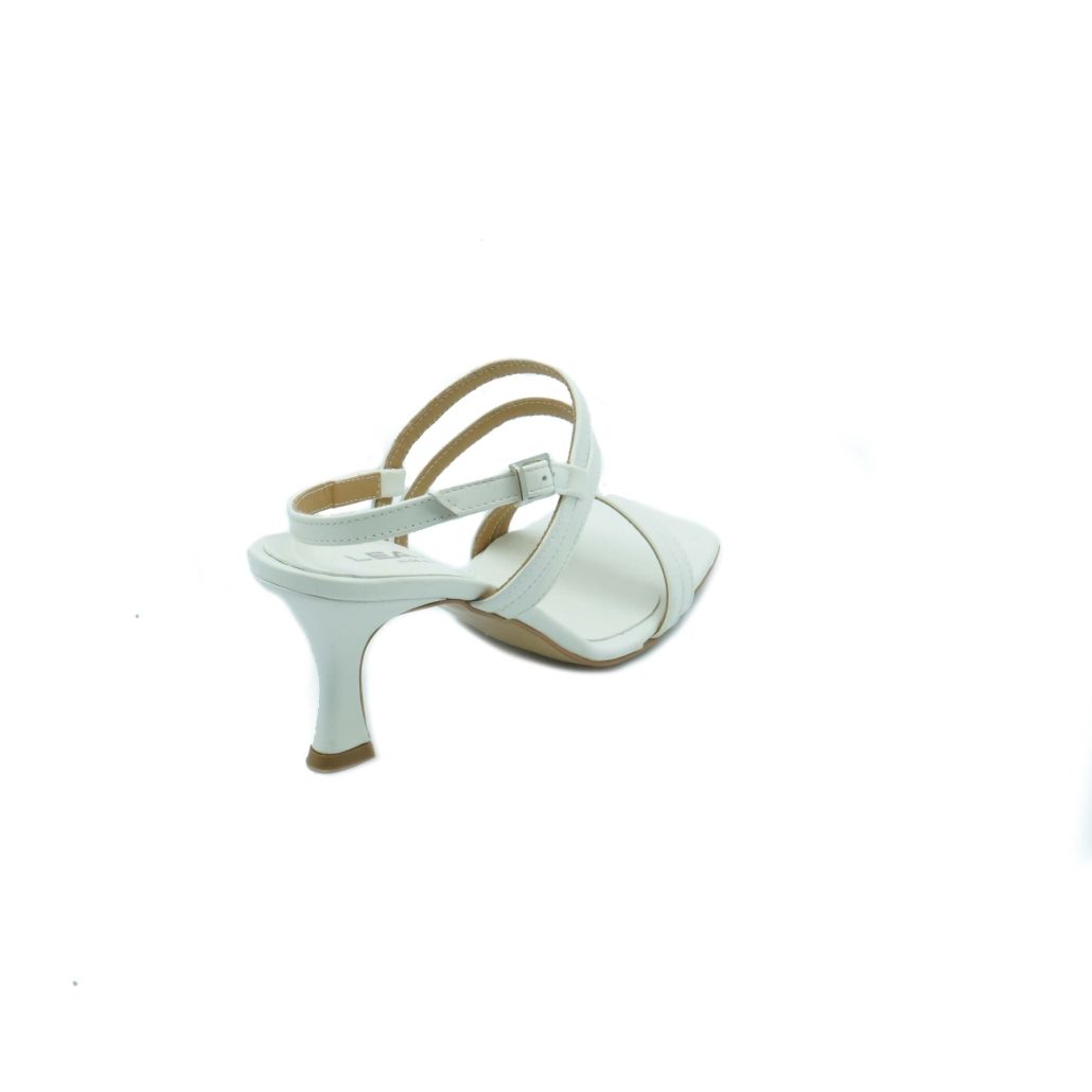 Lea Gu sandalo in nappa, doppie fasce frontali, punta quadrata, chiusura posteriore, tacco ricoperto 40mm Promozione Limitata