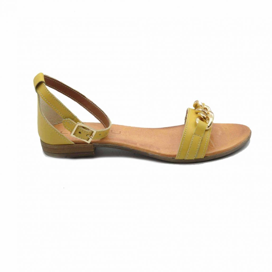 Lea Gu sandalo in nappa, fascia con accessorio oro centrale, cinturino alla caviglia, tacco 15 mm Affare Del Giorno