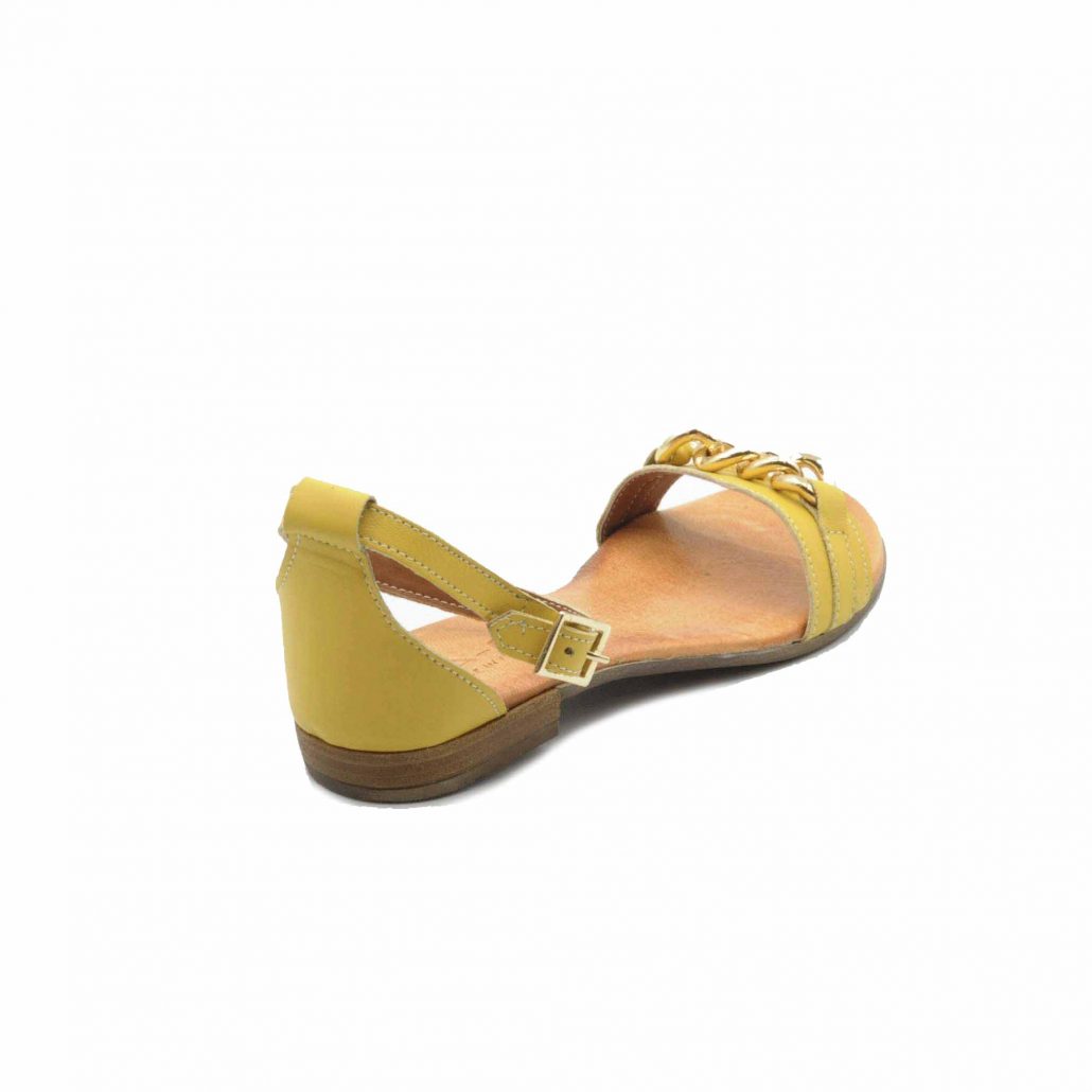 Lea Gu sandalo in nappa, fascia con accessorio oro centrale, cinturino alla caviglia, tacco 15 mm Affare Del Giorno
