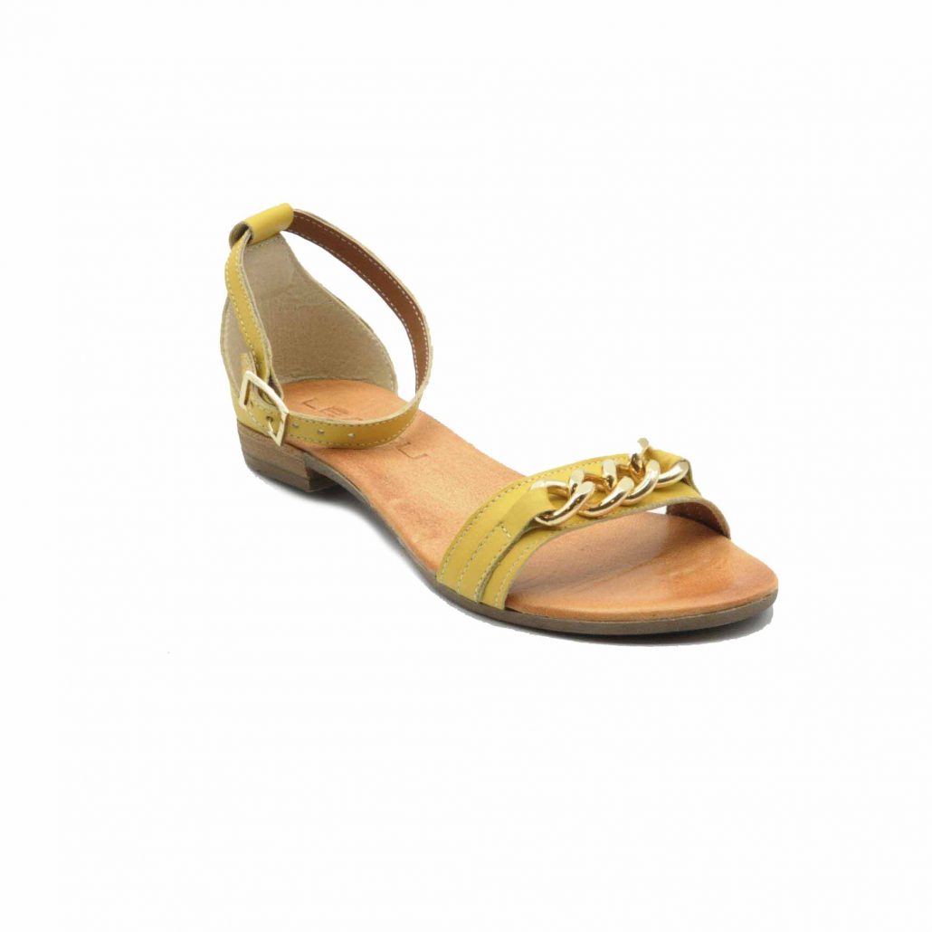 Lea Gu sandalo in nappa, fascia con accessorio oro centrale, cinturino alla caviglia, tacco 15 mm Affare Del Giorno
