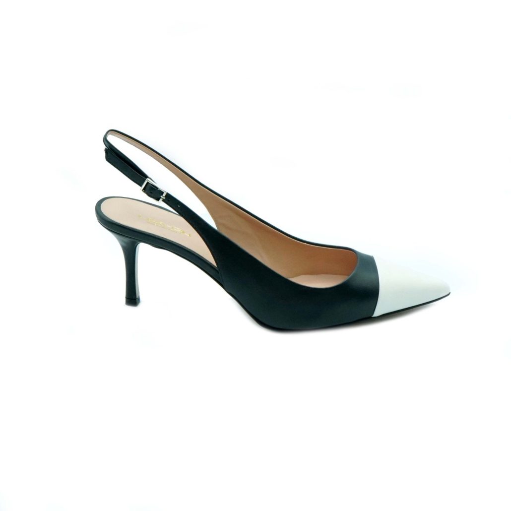 Lea Gu slingback in nappa con punta in contrasto, tacco 65mm In Vendita