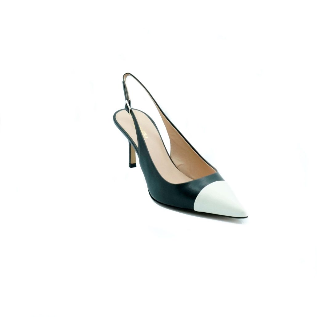 Lea Gu slingback in nappa con punta in contrasto, tacco 65mm In Vendita