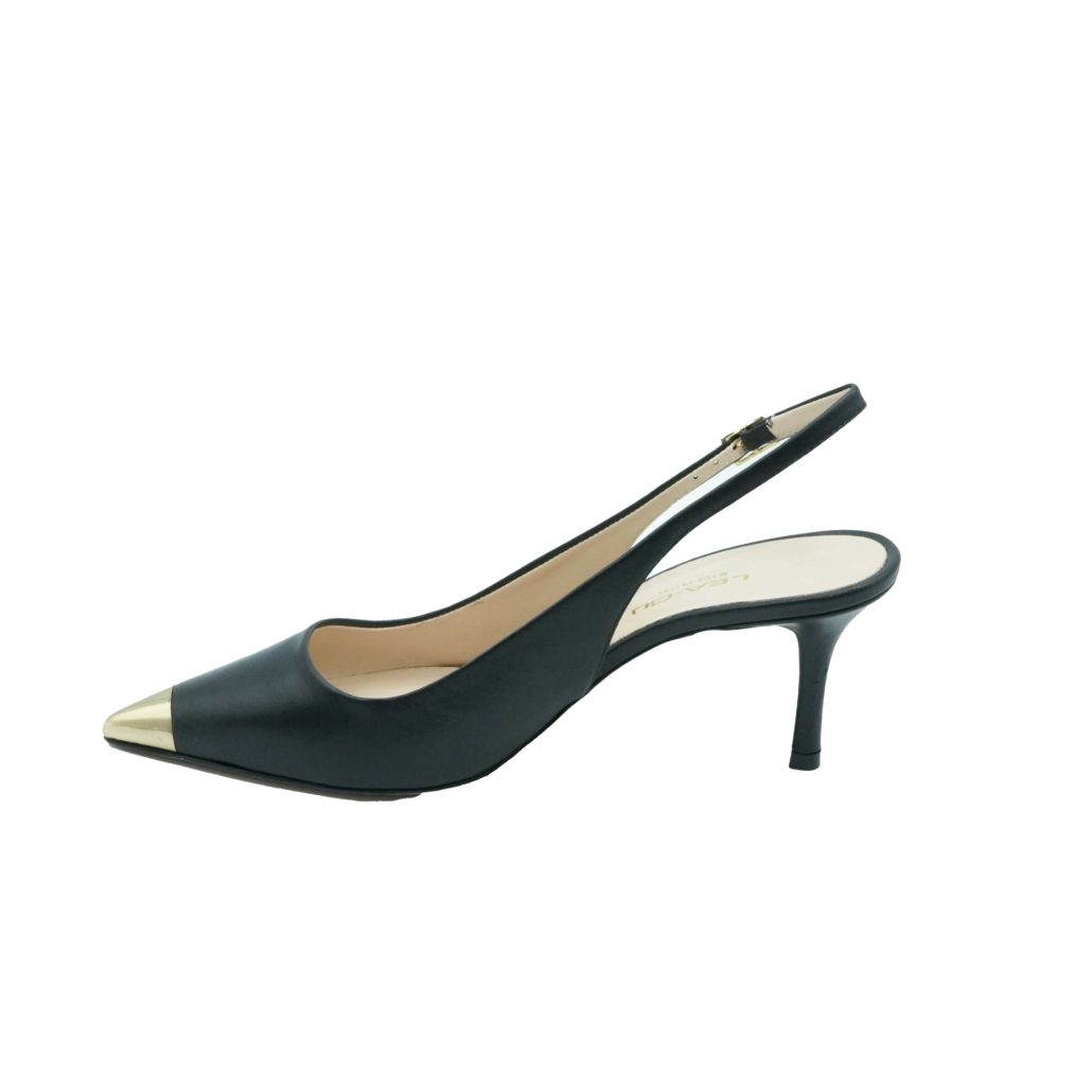 Lea Gu slingback in nappa con punta metallica, tacco 65mm Saldi