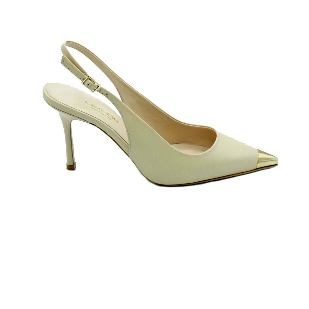 Lea Gu slingback in nappa con punta metallica, tacco 85mm Offerte