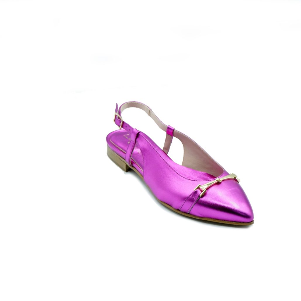 Lea Gu slingback in nappa laminata, accessorio frontale, tacco 10mm Vendita Economica