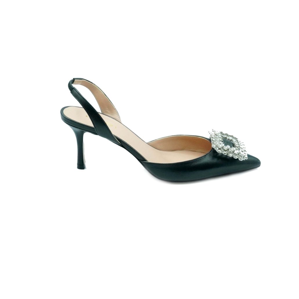 Lea Gu slingback in nappa, accessorio frontale, tacco 65mm Negozio