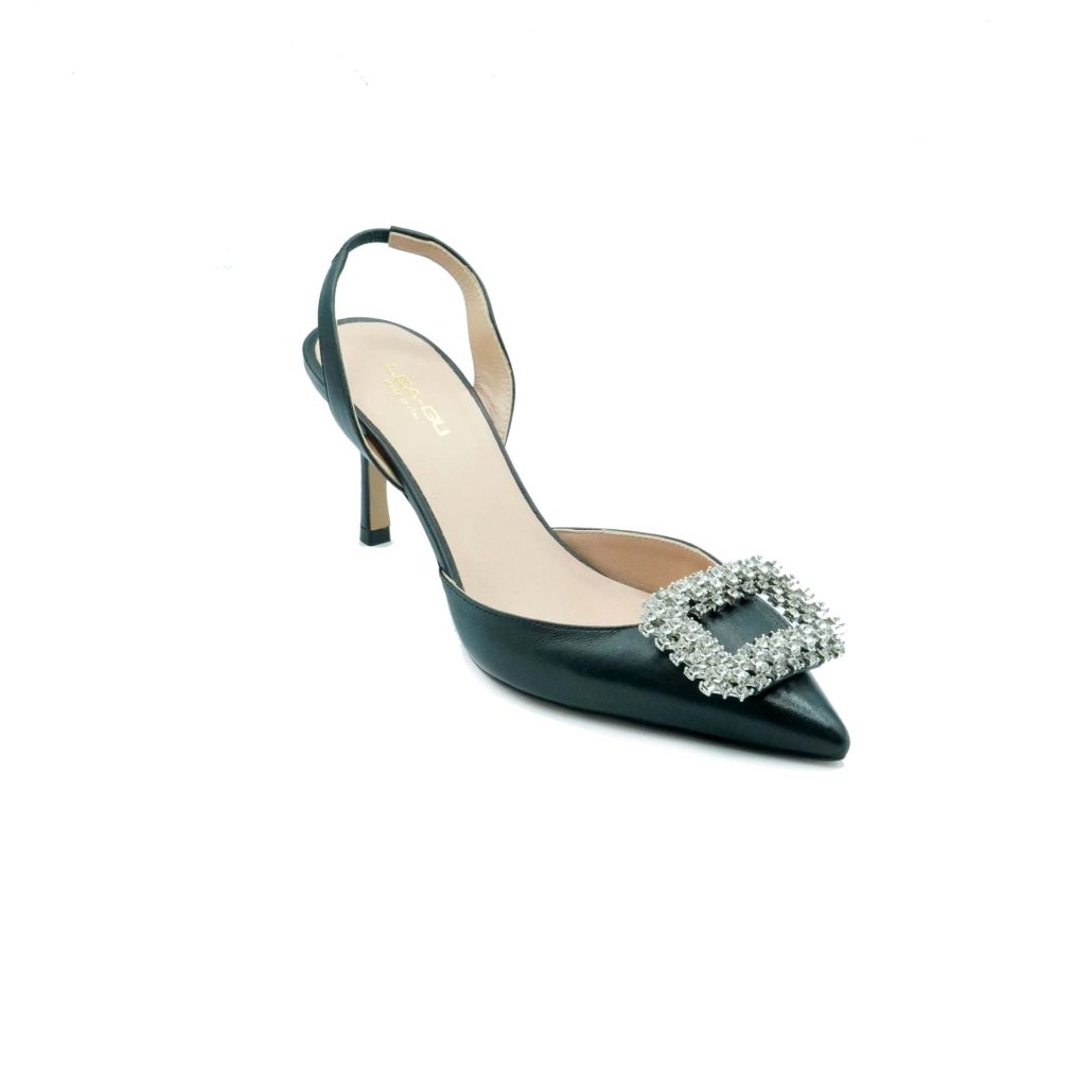 Lea Gu slingback in nappa, accessorio frontale, tacco 65mm Negozio