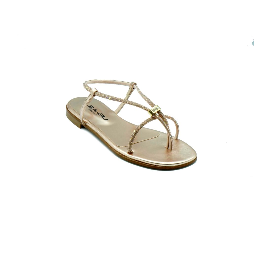 Lea Gu sandalo in nappa laminata, strass frontali, cinturino posteriore, tacco 10 mm Spedizione Gratuita