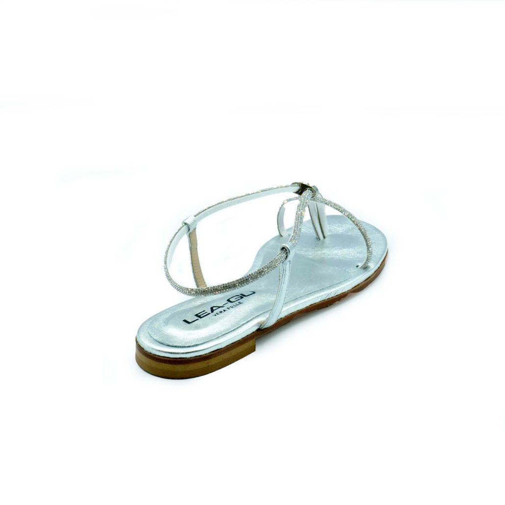 Lea Gu sandalo in nappa laminata, strass frontali, tacco 10mm Pezzi Unici