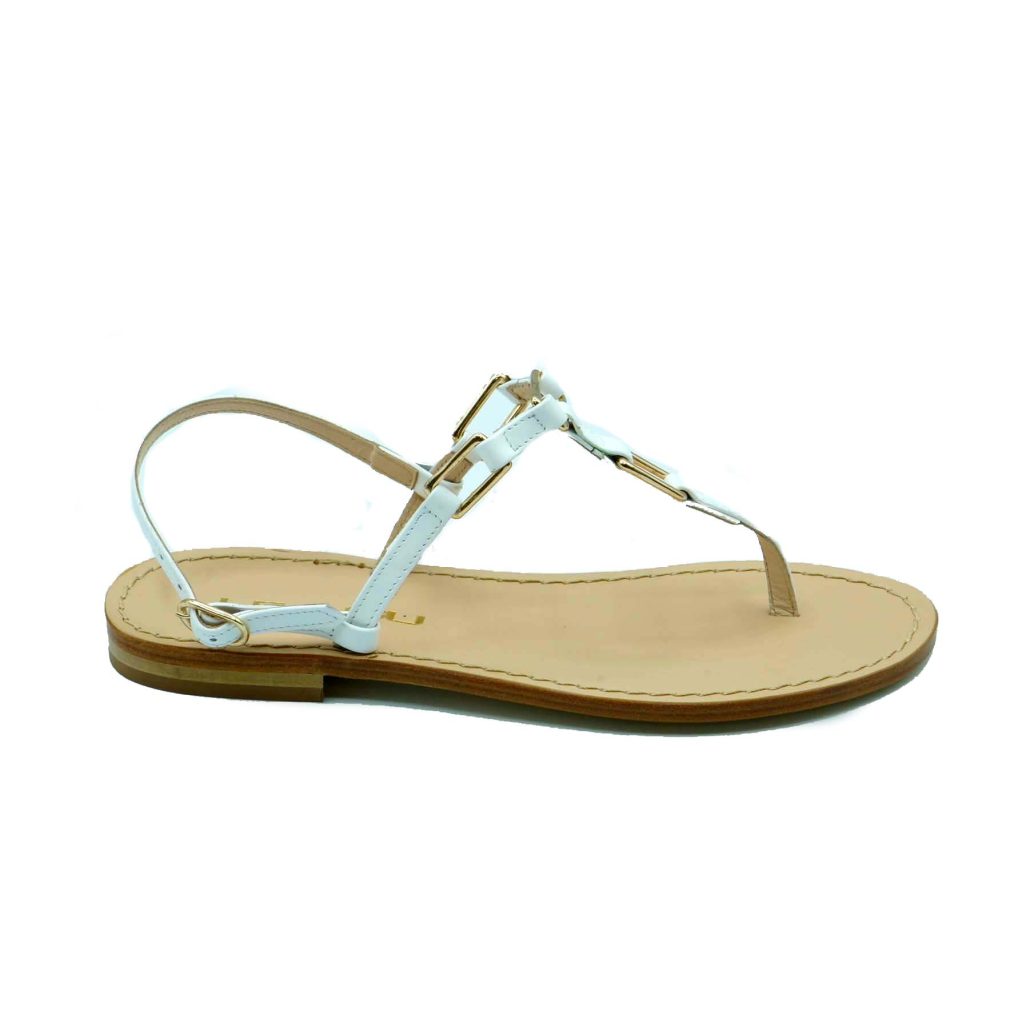 Lea Gu sandalo infradito in nappa, accessori frontali, chiusura posteriore, tacco 10mm Prezzo Ridotto