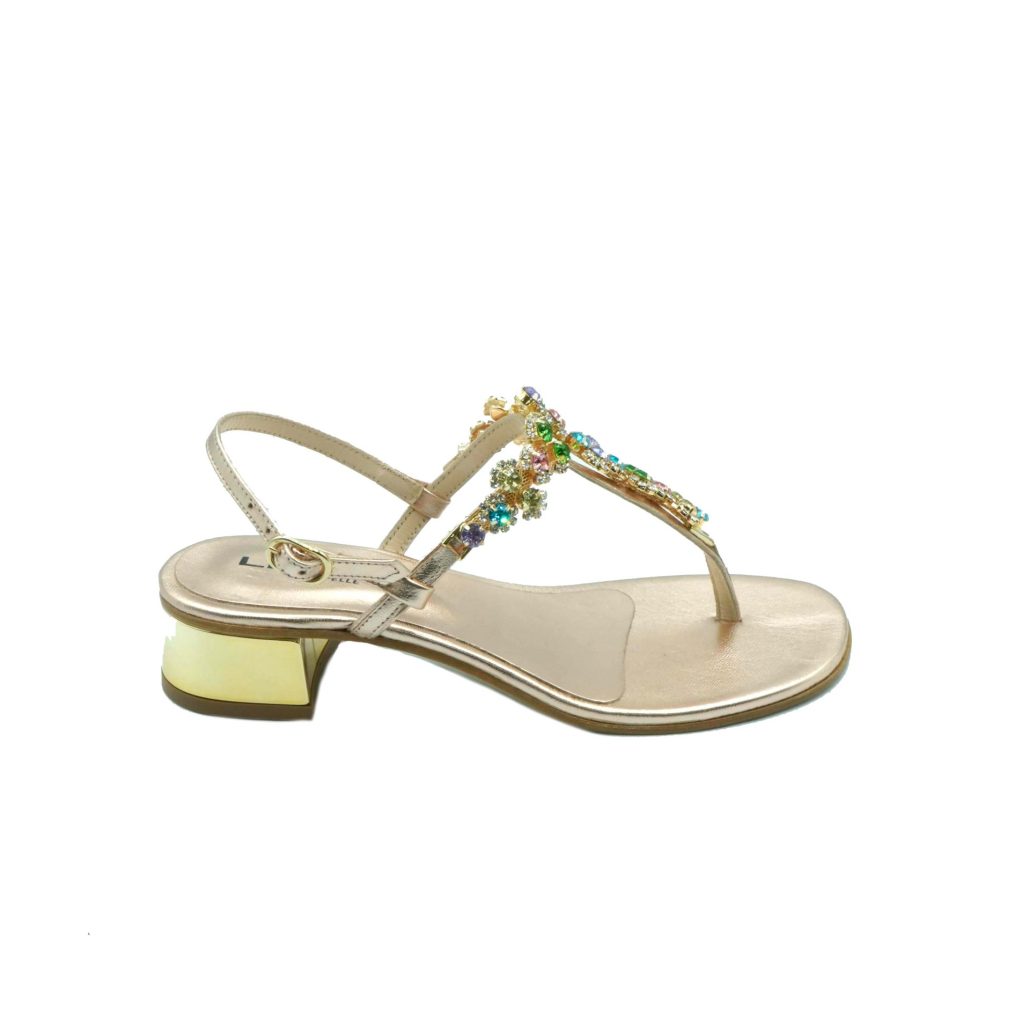 Lea Gu sandalo infradito in nappa, accessorio con swarovski frontale, chiusura posteriore, tacco 30mm Sottocosto