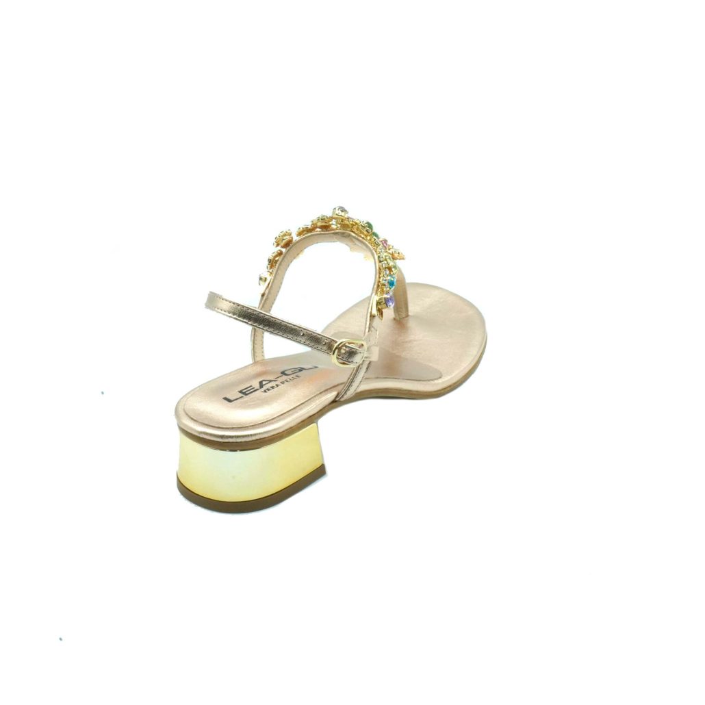 Lea Gu sandalo infradito in nappa, accessorio con swarovski frontale, chiusura posteriore, tacco 30mm Sottocosto