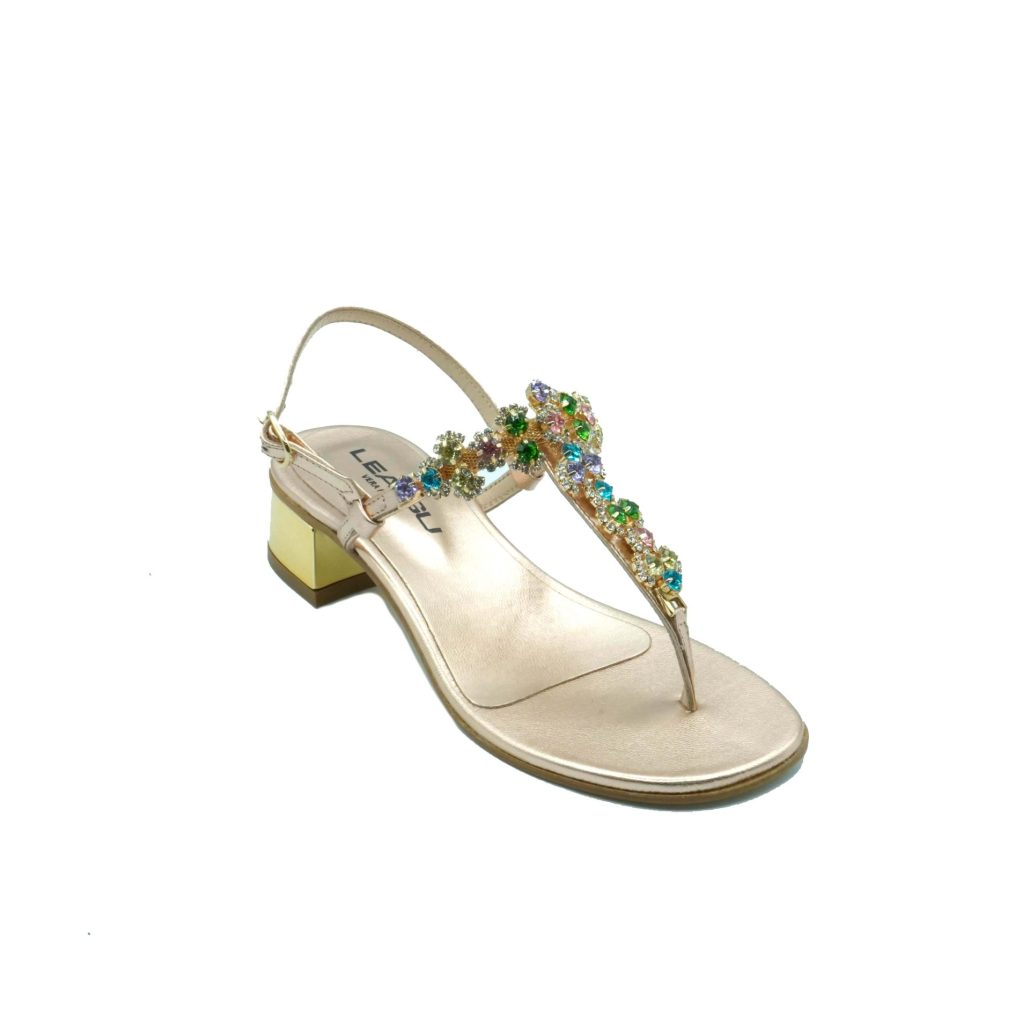 Lea Gu sandalo infradito in nappa, accessorio con swarovski frontale, chiusura posteriore, tacco 30mm Sottocosto