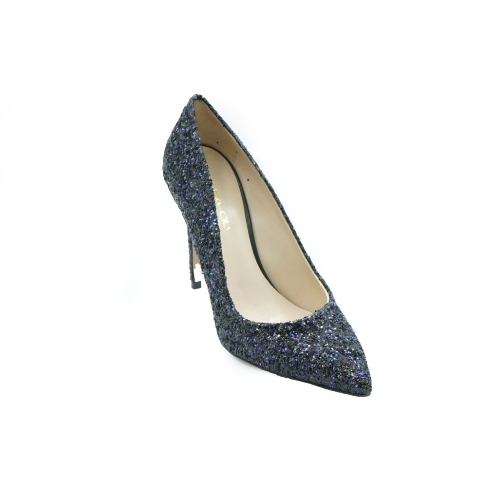Lea Gu scarpa con tacco in nappa glitter, tacco 100mm Presa