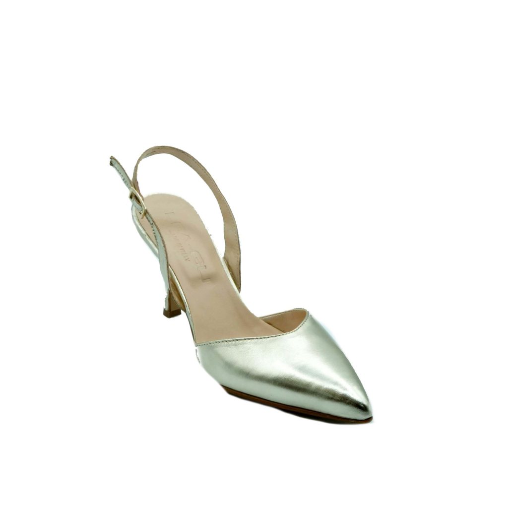 Lea Gu scarpa con tacco in nappa laminata, chiusura posteriore, tacco 65mm Offerta