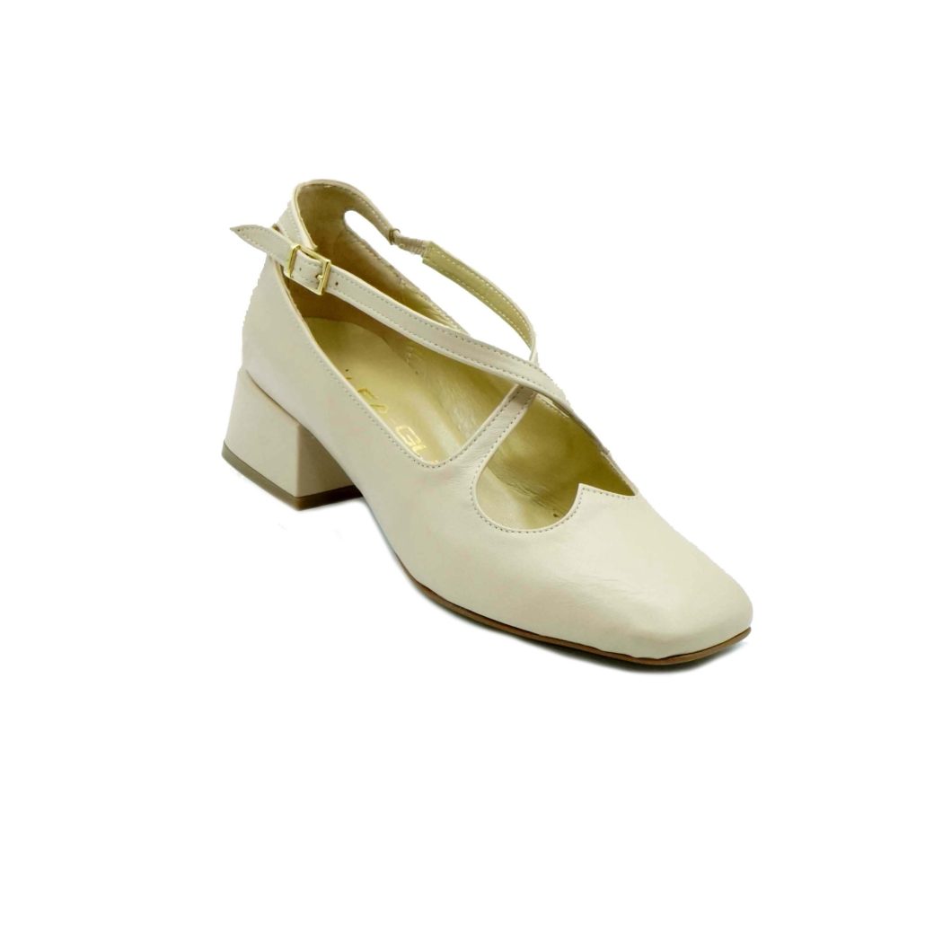 Lea Gu scarpa con tacco in nappa, incrocio frontale, tacco 35mm Offerte