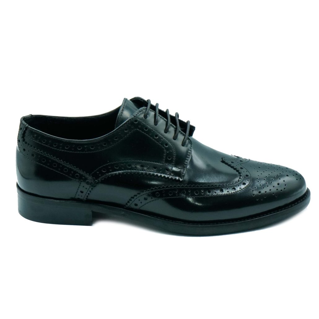 Lea Gu scarpa in vitello abrasivato, allacciatura frontale, lavorazione in punta, tacco 25mm Italy