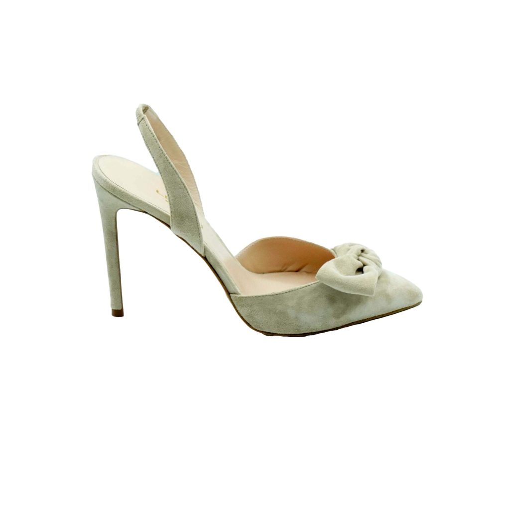 Lea Gu slingback in camoscio, fiocco frontale, tacco 100mm Italia