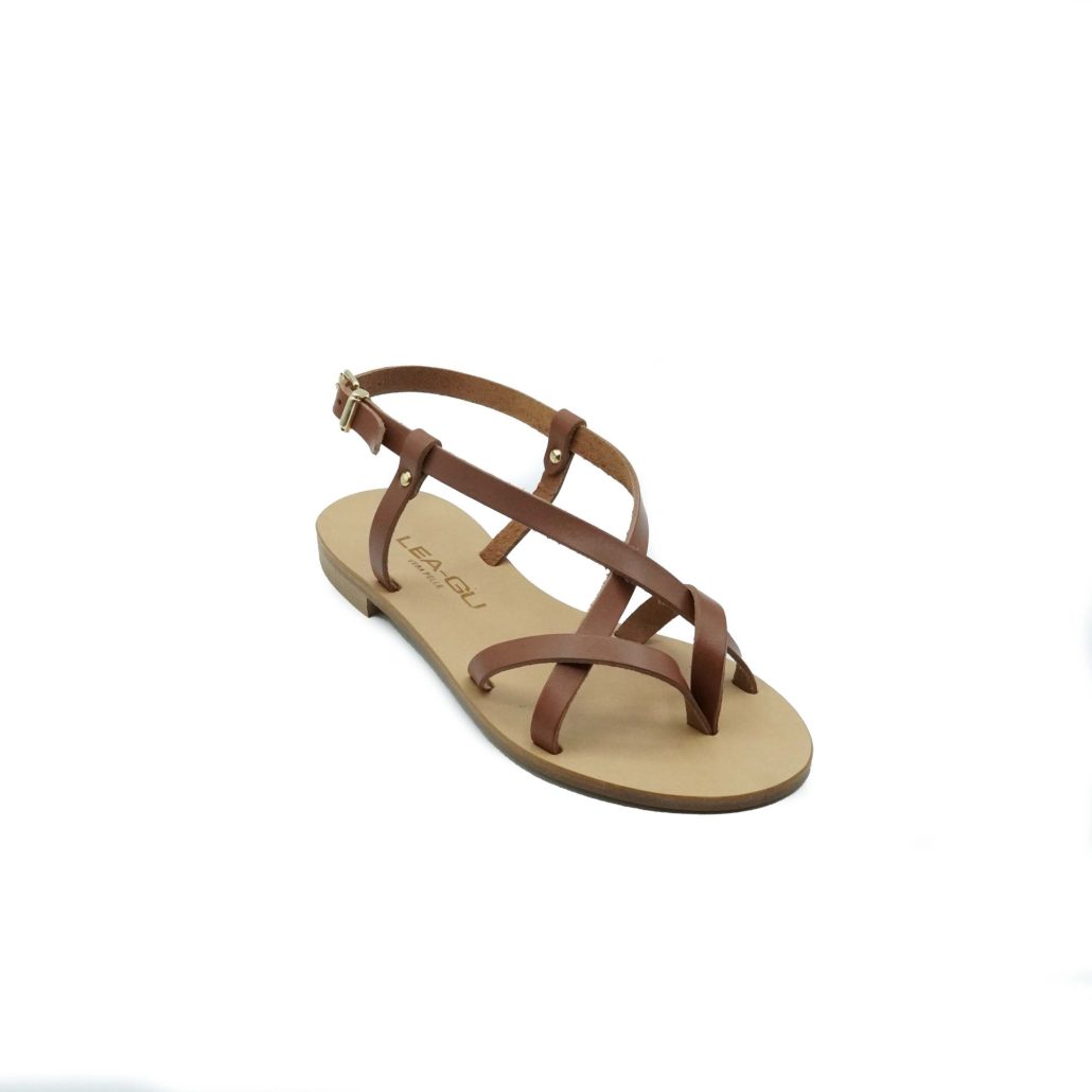 Lea Gu sandalo in nappa, incroci frontali, chiusura posteriore, tacco 10mm Pezzi Unici