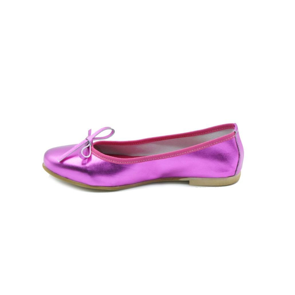 Lea Gu ballerina in nappa laminata, fiocco frontale, tacco 10mm Shopping Online