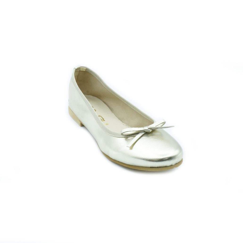 Lea Gu ballerina in nappa laminata, fiocco frontale, tacco 10mm Shopping Online