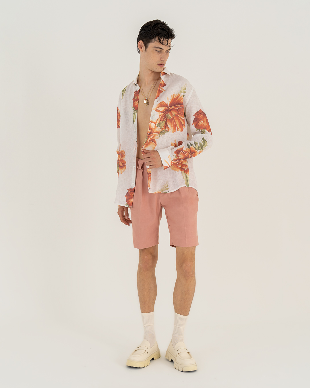 Neill Katter Camicia Rosa Arancio Bruciato In Linea