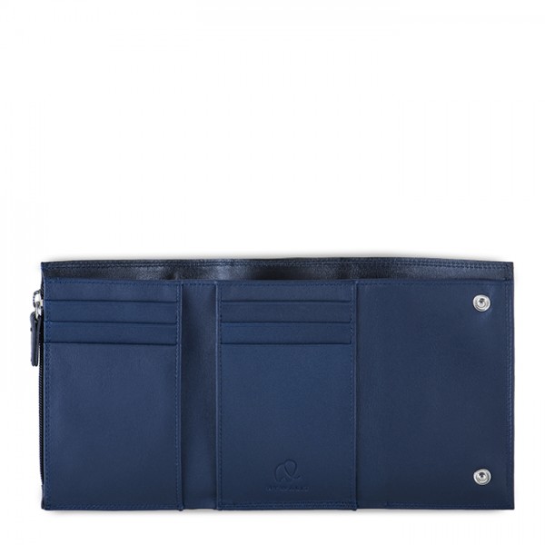 Mywalit Portafoglio da uomo Tri-fold con zip Nero-Blu Grandi sconti