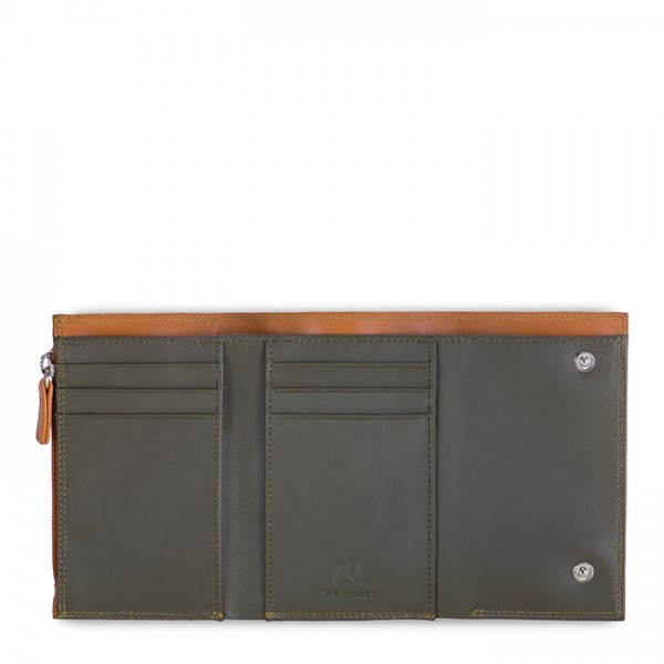 Mywalit Portafoglio da uomo Tri-fold con zip Marrone-Oliva Nuovi prodotti