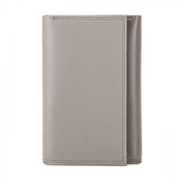 Mywalit Portafoglio da uomo Tri-fold con zip Nappa Fumo