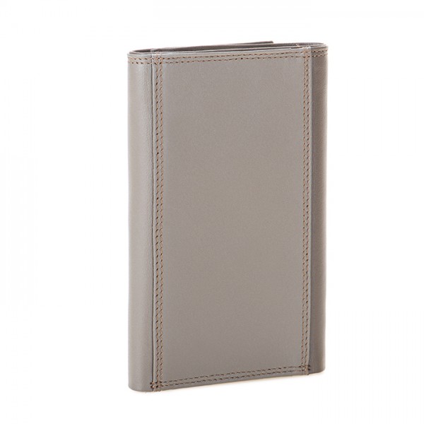 Mywalit Portafoglio da uomo Tri-fold con zip Nappa Fumo In Linea
