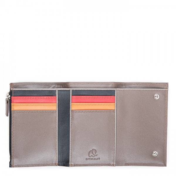 Mywalit Portafoglio da uomo Tri-fold con zip Nappa Fumo In Linea