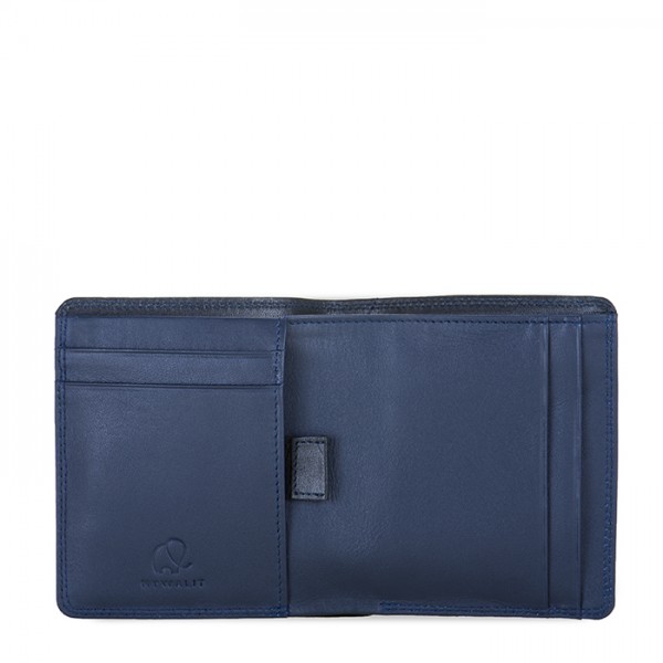 Mywalit Portafoglio da uomo Bi-fold con scomparto estraibile Nero-Blu Italy