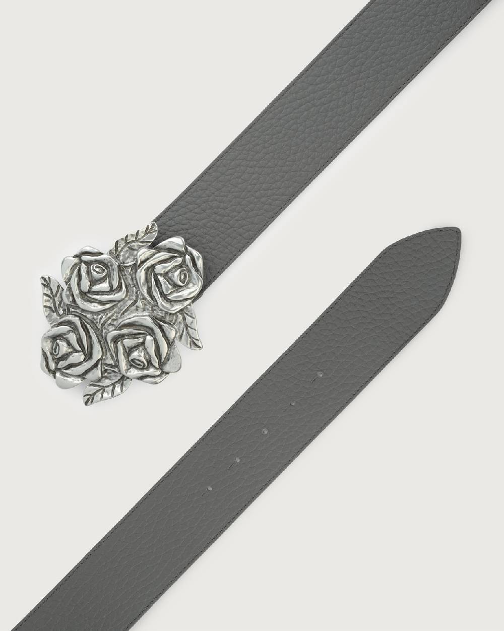 Orciani Cintura Soft in pelle con fibbia motivo rose 5 cm In Linea