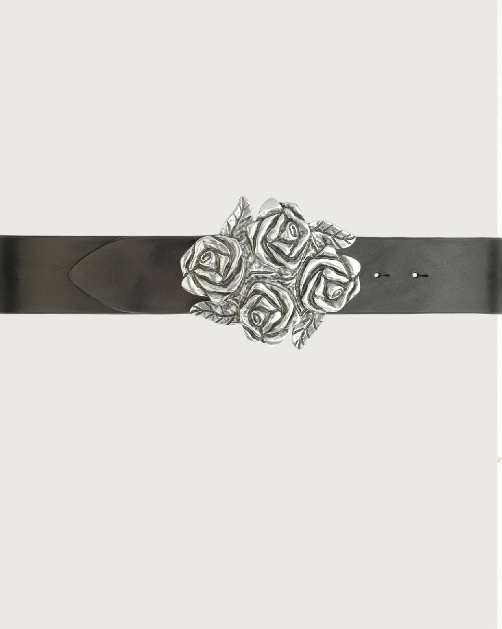 Orciani Cintura Bull Soft in cuoio con fibbia motivo rose 5 cm Nuovo