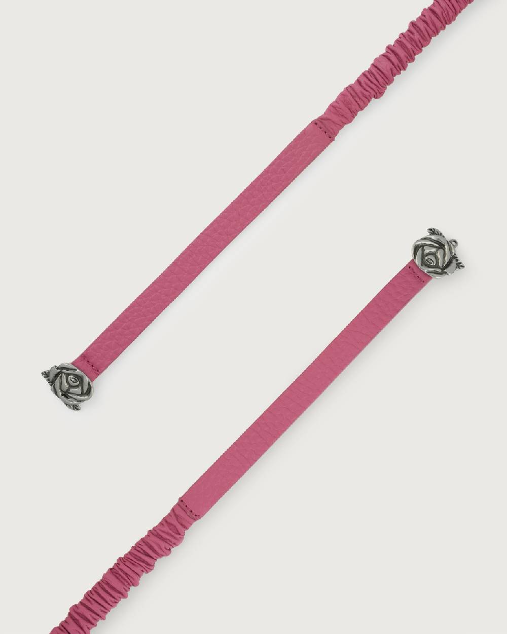 Orciani Cintura Soft in pelle elasticizzata con fibba ad incastro motivo rose 1,5 cm Spedizione Gratuita