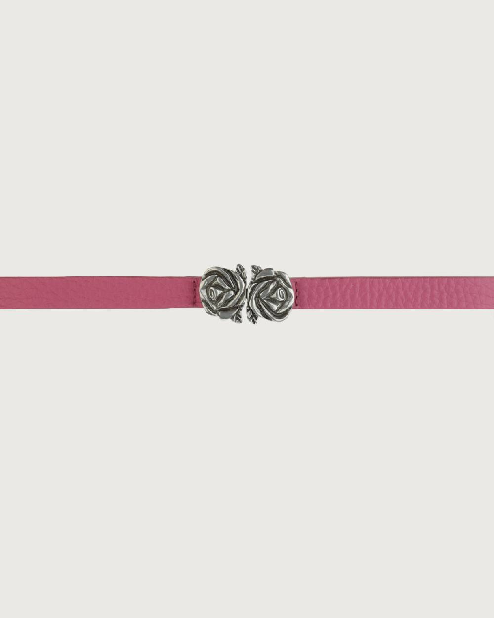 Orciani Cintura Soft in pelle elasticizzata con fibba ad incastro motivo rose 1,5 cm Spedizione Gratuita