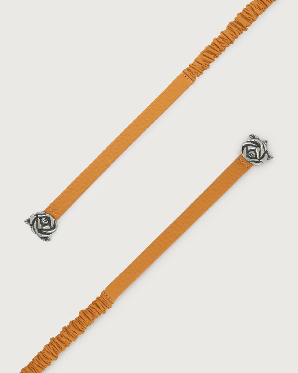Orciani Cintura Soft in pelle elasticizzata con fibba ad incastro motivo rose 1,5 cm Pezzi Unici