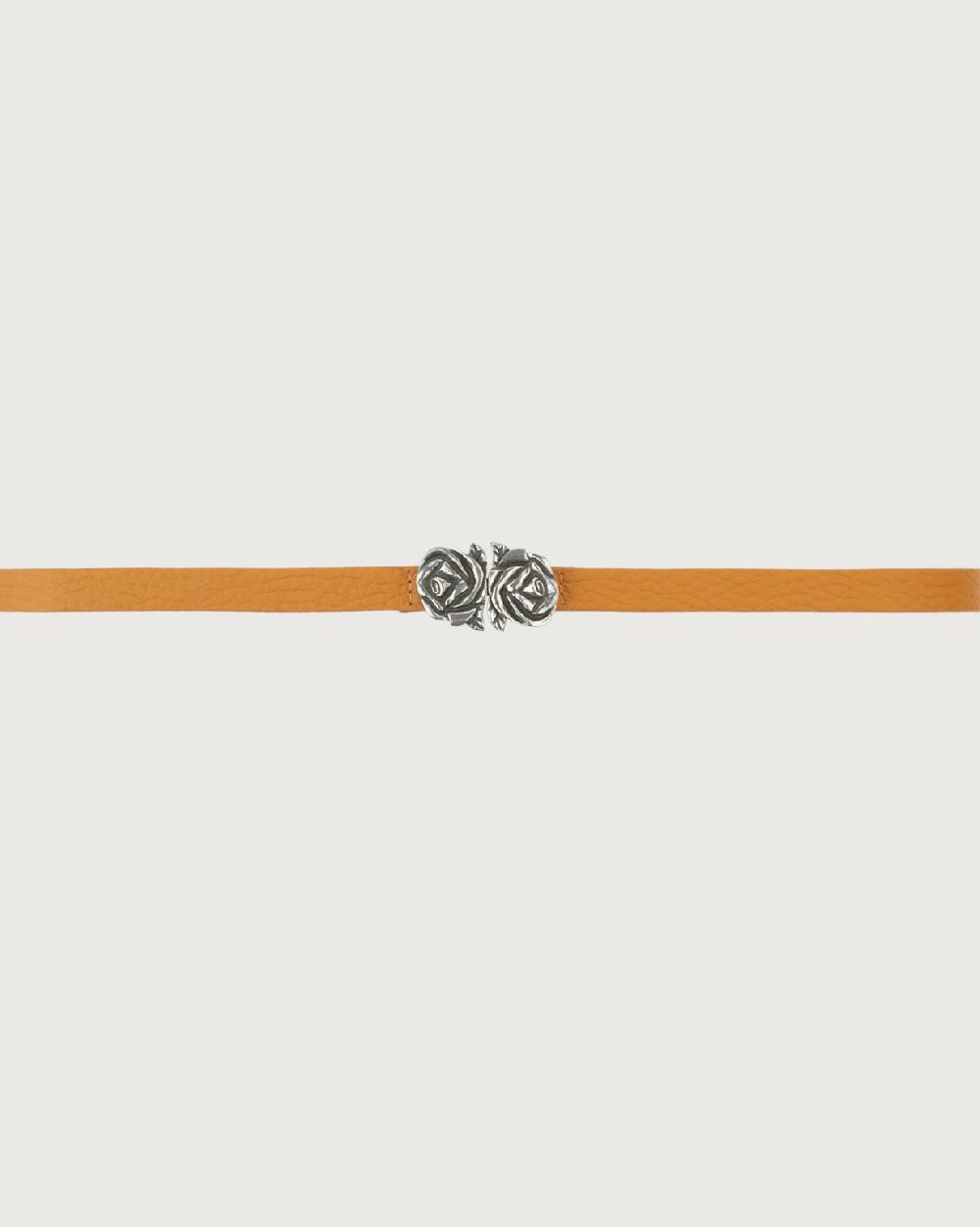 Orciani Cintura Soft in pelle elasticizzata con fibba ad incastro motivo rose 1,5 cm Pezzi Unici
