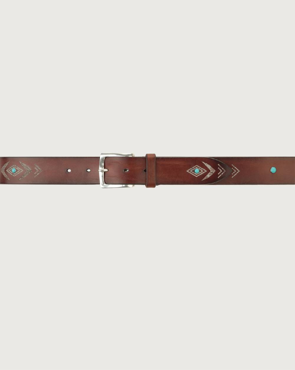 Orciani Cintura Bull Soapy in cuoio con cabochon turchesi Online