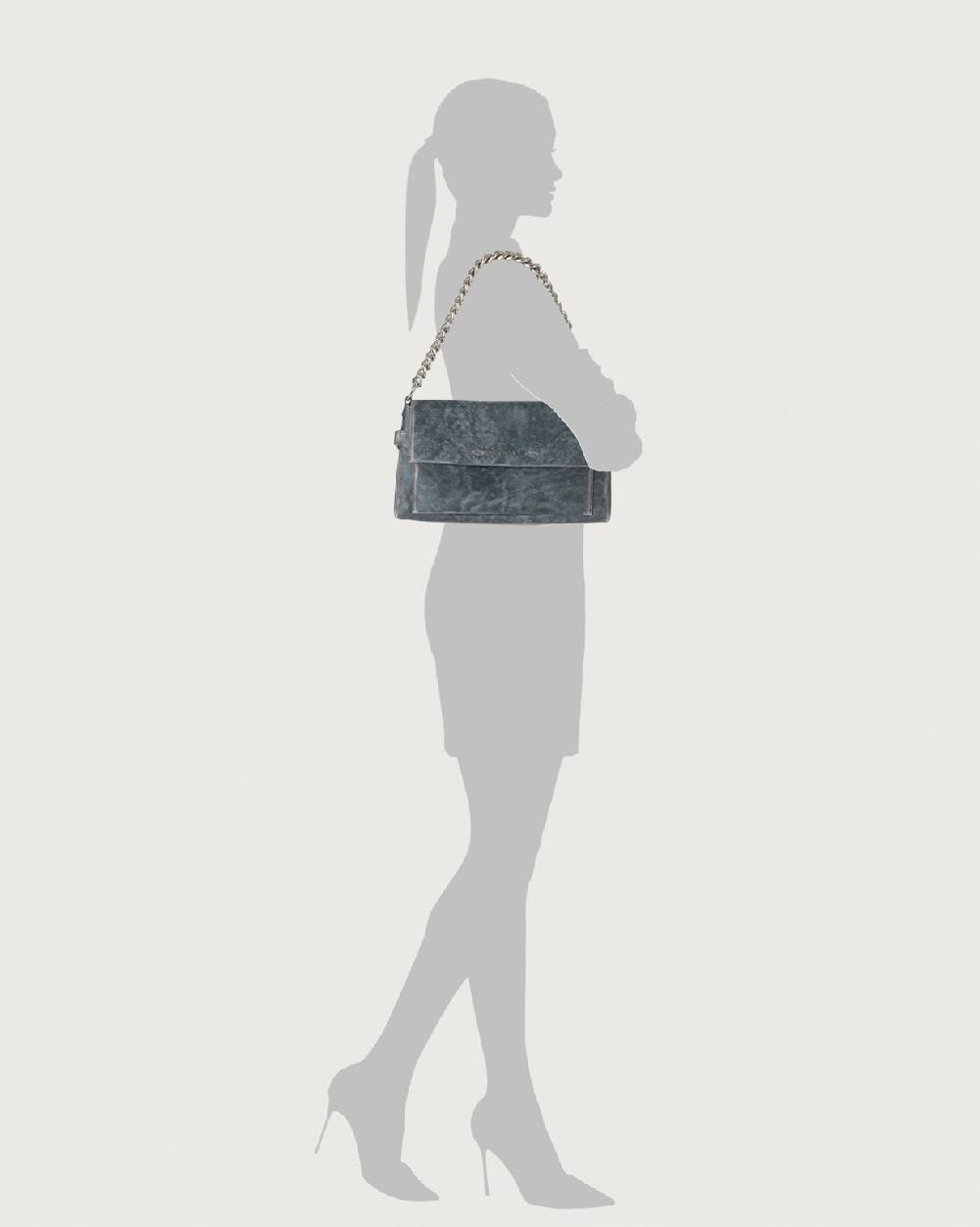 Orciani Borsa a spalla Missy Longuette Delavè in pelle con catena e tracolla Negozio