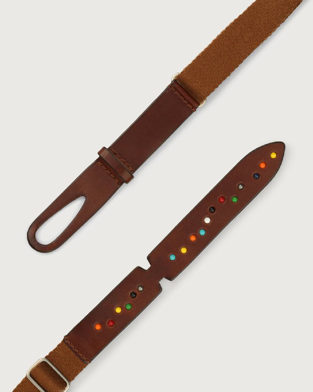 Orciani Cintura Nobuckle Kids Point Color in cuoio e tessuto con micro-borchie Italy